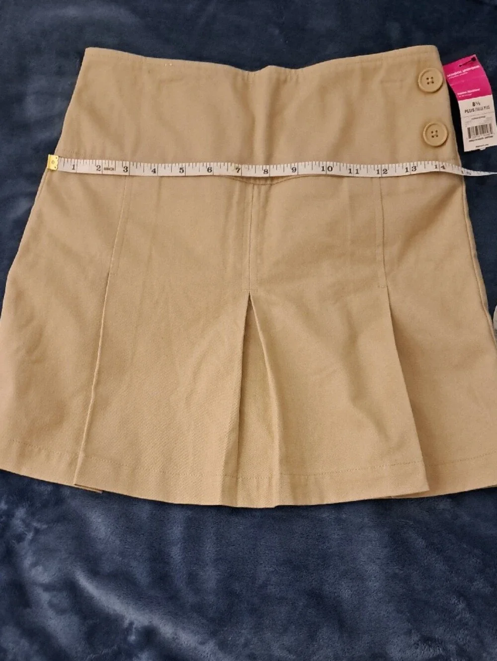George Khaki Button-Accent Pleated Mini Skirt